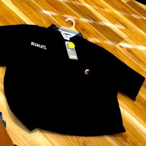 CINCINNATI BEARCATS LARGE BLACK COOLING MEN SHORT SLEEVE BUTTON UP LITE SHIRT